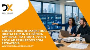 Profissional a utilizar consultoria de marketing digital com IA para otimizar campanhas