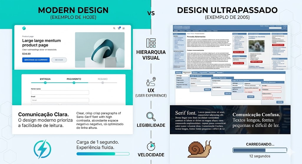 design moderno vs ultrapassado agencia de marketing digital