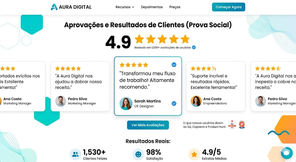interface moderna com reviews agencia de marketing digital