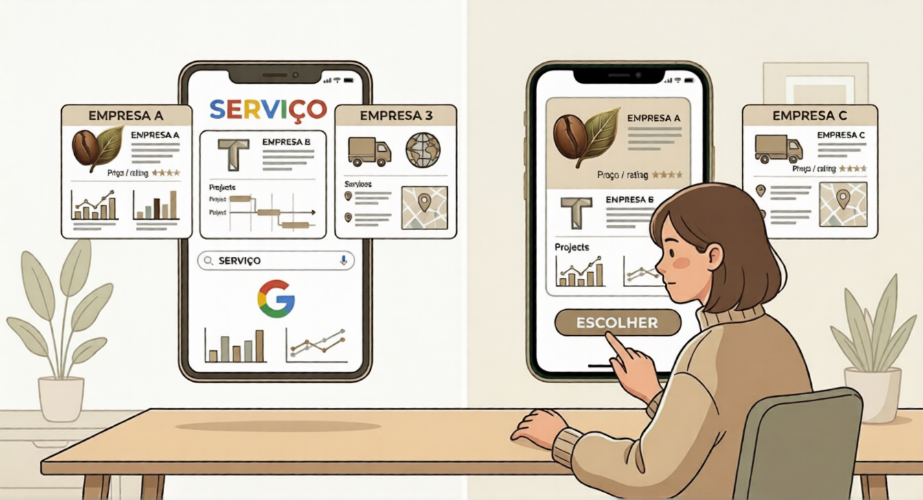 cliente a escolher uma empresa depois de comparar informacao online agencia de marketing digital