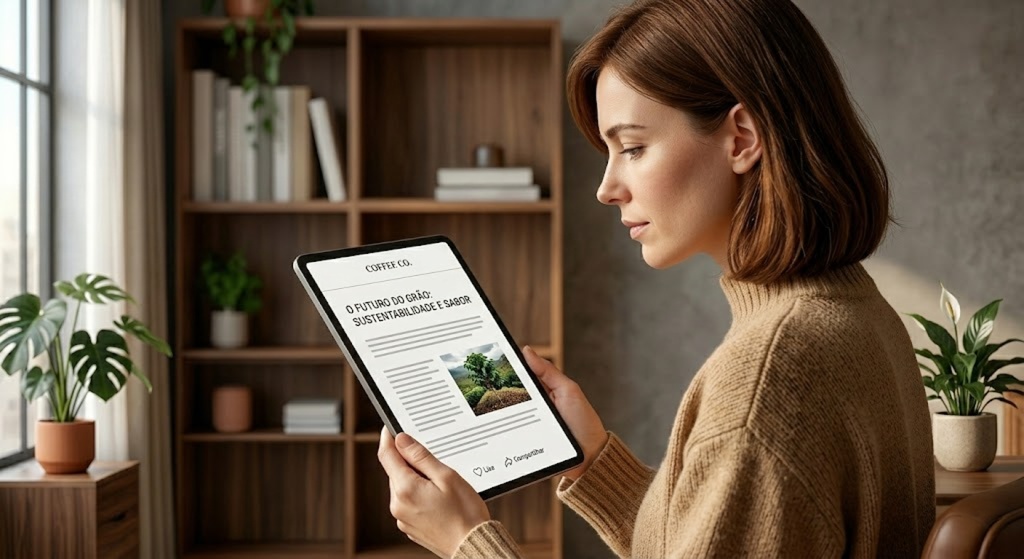 pessoa a ler um artigo blog de uma empresa agencia de marketing digital