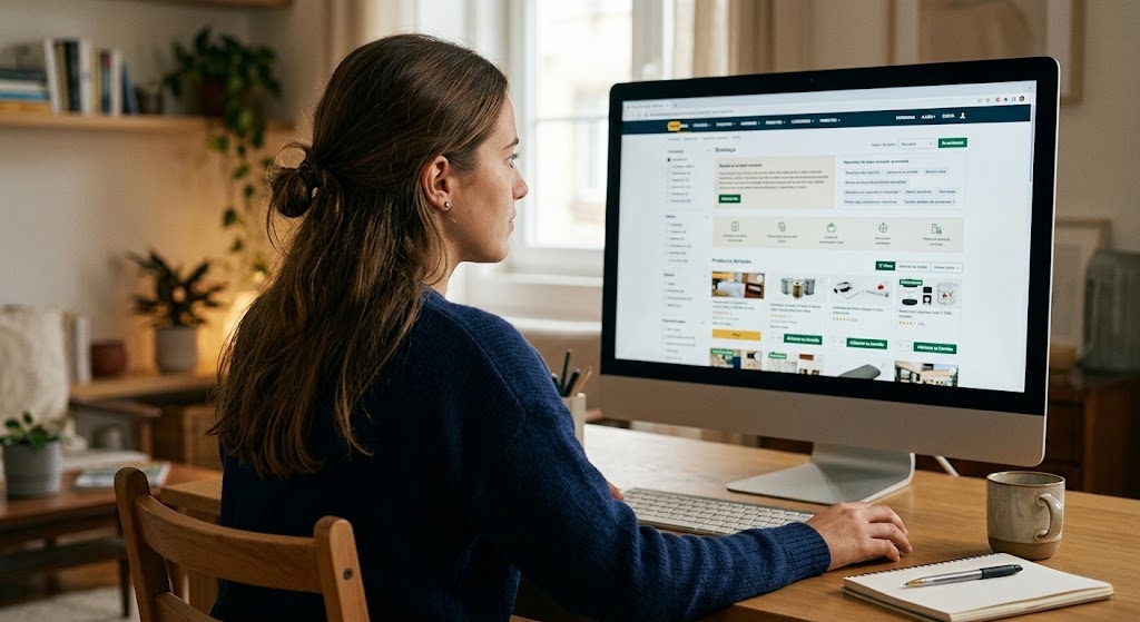 pessoa a olhar para um website com muita informacao varias opcoes agencia de marketing digital