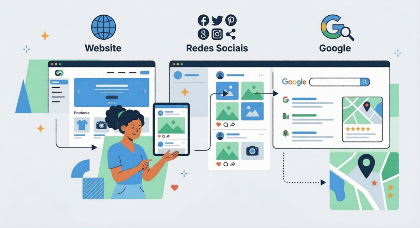 website redes sociais google em conjunto agencia de marketing digital